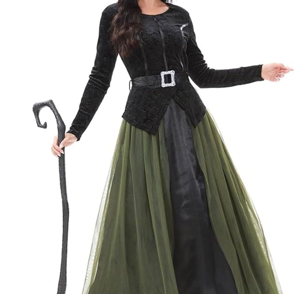 Funna Witch Costume for Women Halloween Dress up Cosplay with Hat